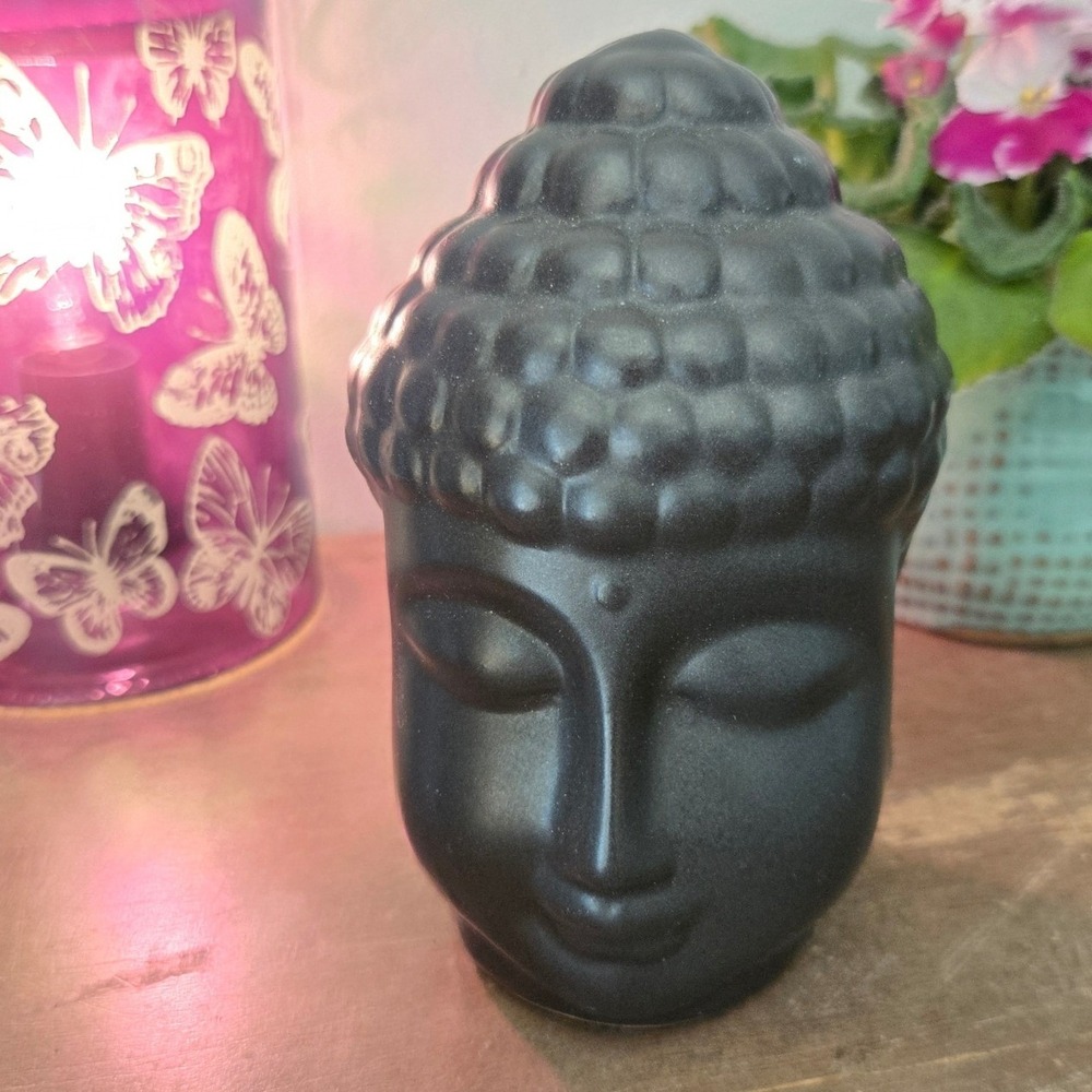 Vintage Matte Black Buddha Head Statue Zen Meditation Decor 5" minimalist decor